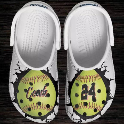 Softball And Baseball Personalized Name And Number Multicolor Clogs