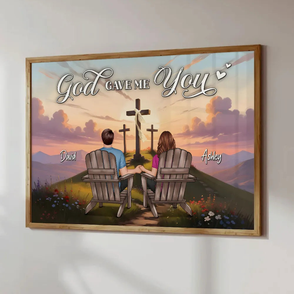 Personalized "God Gave Me You" Poster, Ornament, Plaque, Keychain– A Unique Gift for Couples, Faith & Love Expression