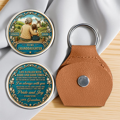 Personalized Pocket Hug for Granddaughter, Teal and Gold Grandma Embrace, Creative Gift with I'm Always with You Message
