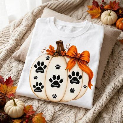 Personalized Classic Tee, Pumpkin Paw Print Keepsake, Unique Autumn Gift for Pet Owners