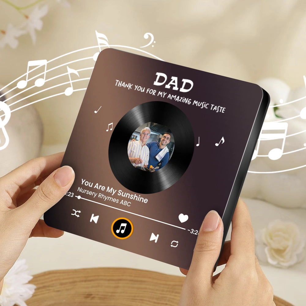 Personalized Acrylic Music Magnet for Dad - Custom Photo Song Style Fridge Decor, Unique Thank You Gift