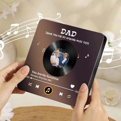 Personalized Acrylic Music Magnet for Dad - Custom Photo Song Style Fridge Decor, Unique Thank You Gift