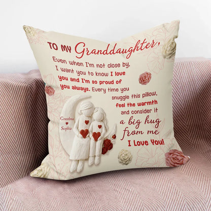 Personalized Square Pillow Grandmother and Granddaughter Hug Quote, I Want You to Know I Love You, Unique Gift