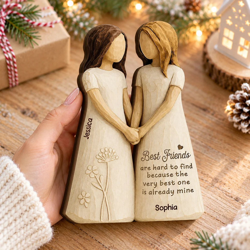 Personalized Thick Wooden Plaque, Chosen Sisters Holding Hands, Heartfelt Creative Gift for Her