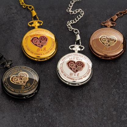 Pocket Watch Personalized Keepsake, I Wish I Could Turn Back The Clock Message, Timeless Anniversary Gift for Him