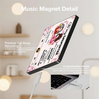 Acrylic Music Magnet For Mom and Daughter, Sweet Mother's Day Message with Floral Notes, Personalized Unique Gift Fridge Decor