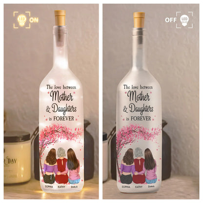 Personalized Bottle Lamp Mother and Daughters Forever Quote, Warm Glow Bedroom Decor, Unique Gift for Mom