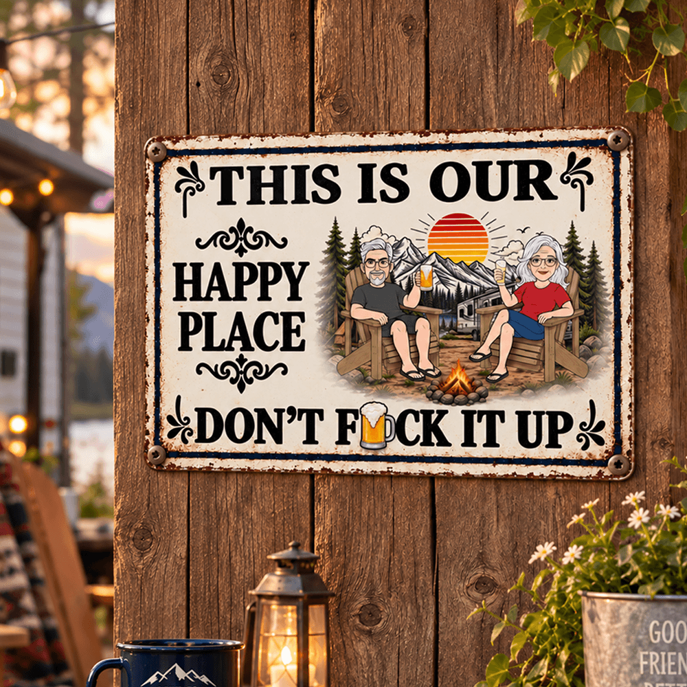 Personalized Vintage Rustic Couple Metal Sign, Funny Backyard Beer Decor, Custom Gift for Couples