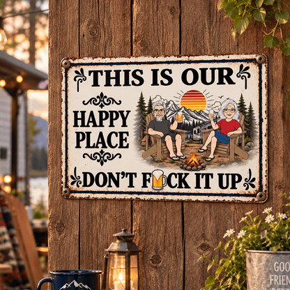 Personalized Vintage Rustic Couple Metal Sign, Funny Backyard Beer Decor, Custom Gift for Couples