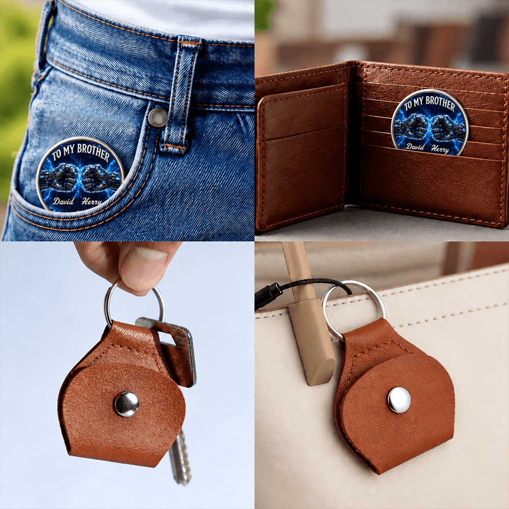 Personalized Brother Pocket Hug Keychain, Custom Names, Once a Brother Always a Brother, Long-Distance Gift
