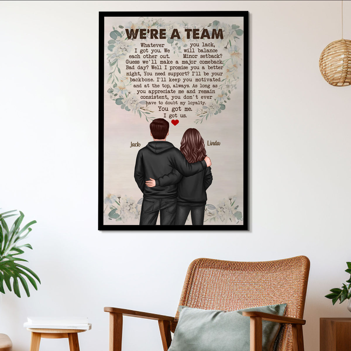 We're a Team Personalized Couple Poster - Perfect Gift for Lovers, Anniversaries, Valentine's Day, and Weddings