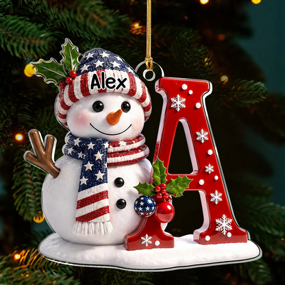 Personalized Acrylic Ornament, Cheerful Snowman on a Christmas Tree, Creative Keepsake Gift for Kids & Family