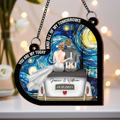 Romantic Wedding Keepsake - "You Are My Today and All of My Tomorrows" Layered Wooden and Acrylic Ornament, Perfect for Newlyweds