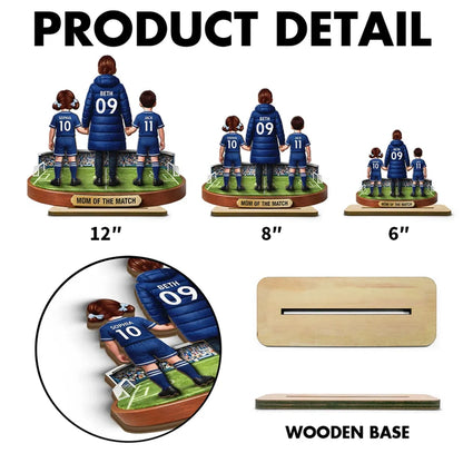 Personalized 2-Layer Wooden Plaque Mom of the Match Soccer Field Holding Hands Unique Gift for Soccer Mom
