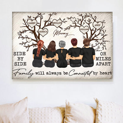 Grandma Mom Family Will Always Be Connected By Heart - Personalized Family Tree Poster, Perfect Gift for Mothers, Available as Poster, Plaque, Ornament, Keychain, and Pillow