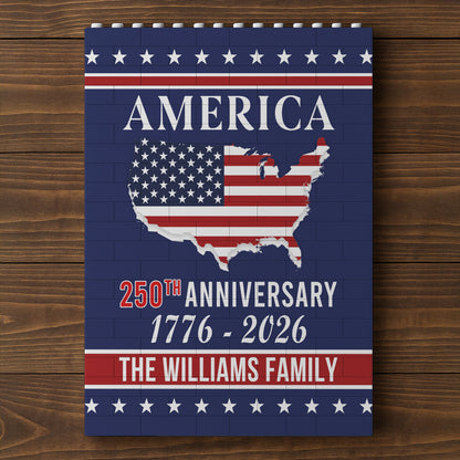 Custom Patriotic PVC Building Brick Puzzle for America 250th Anniversary, USA Flag Map Design, Meaningful Family Gift