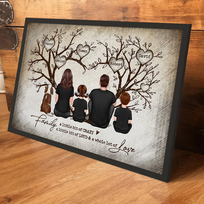 Personalized Family Heart Tree Poster or Canvas Wall Art with Names, Custom Home Decoration, Housewarming Wedding Gift