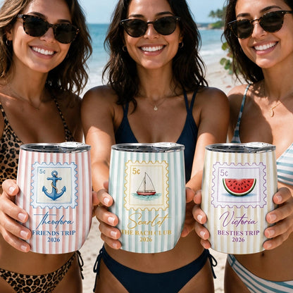 Personalized Eggshell Cup for Beach Trip Memories, Pastel Friendship Design, Creative Gift for Travel Friends