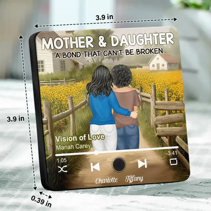 A Bond That Can't Be Broken – Personalized Music Magnet with Sunflower Scene – Perfect for Mother-Daughter Gifts