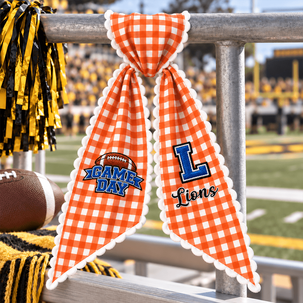 Personalized Embroidered Wreath Sash, Striped Football Game Day Front Door Decor, Unique Gift for Sports Fans
