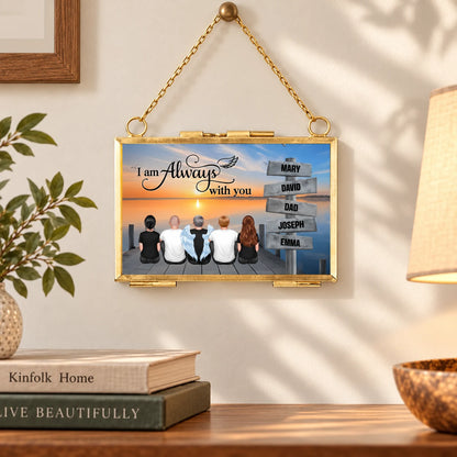 Personalized Family Memorial Photo Frame Ornament, Custom Names & Angel Wings, I Am Always With You Remembrance Gift