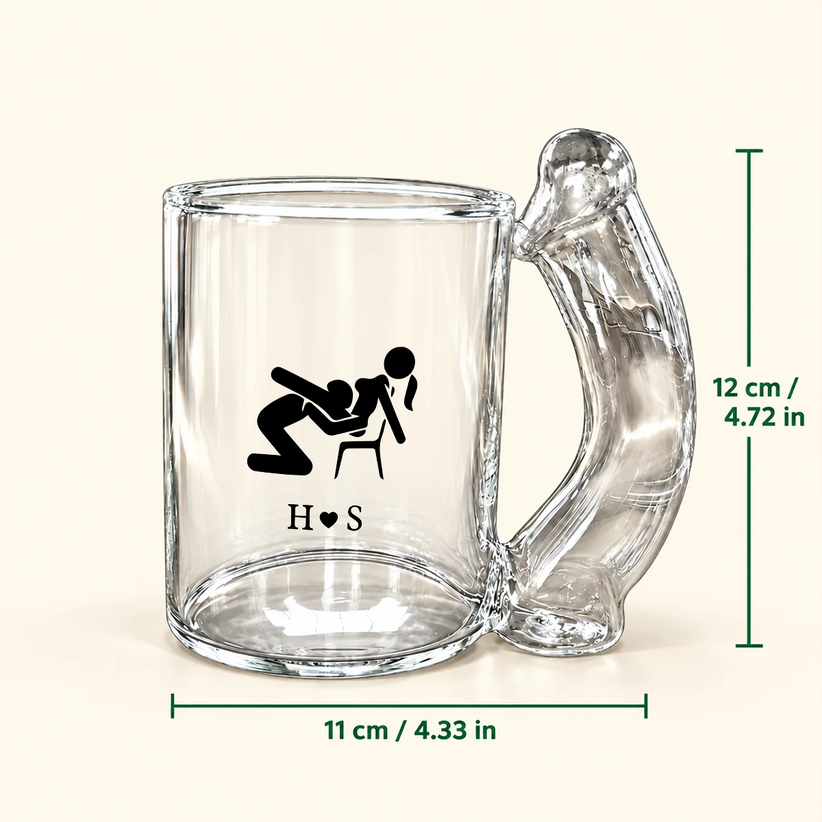 Personalized Glass Mug with Naughty Quote and Couple Illustration, Unique Creative Gift for Partner