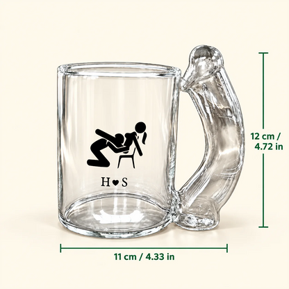 Personalized Glass Mug with Naughty Quote and Couple Illustration, Unique Creative Gift for Partner