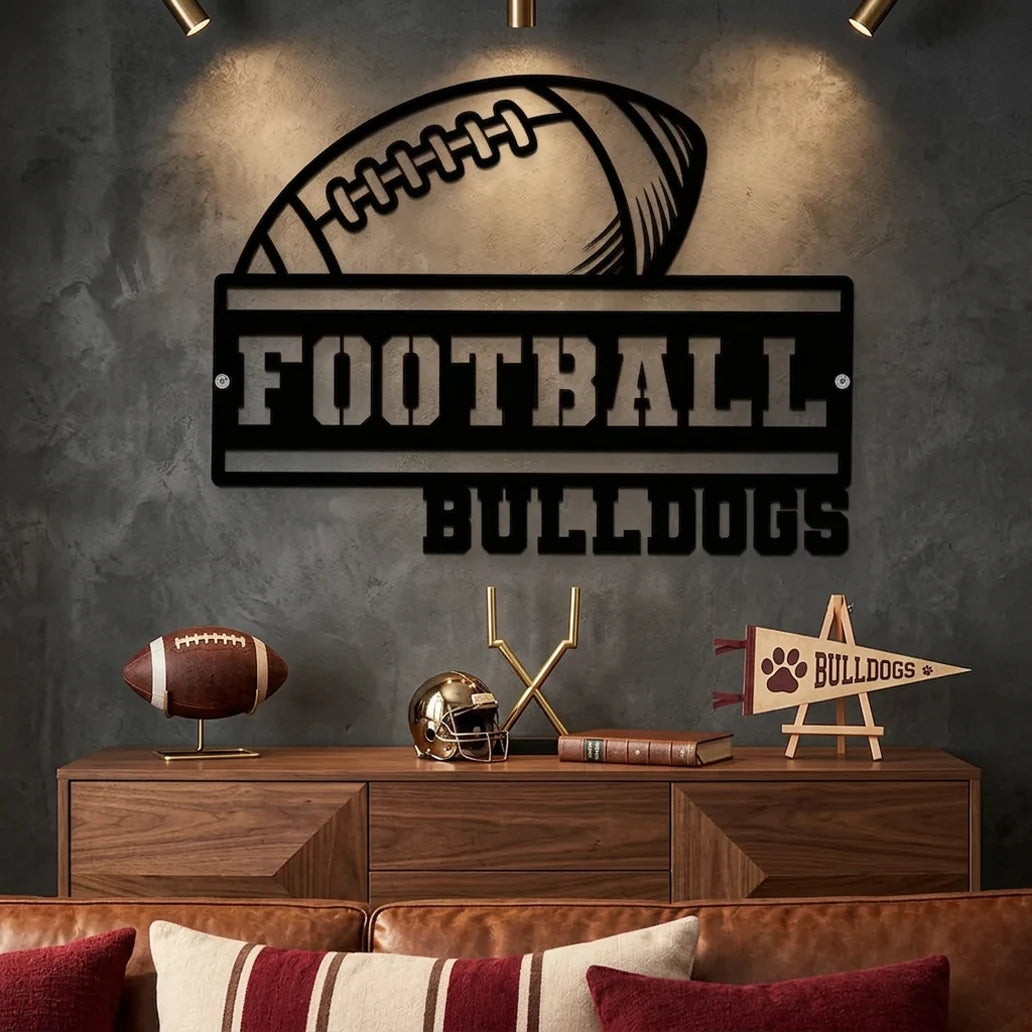 Personalized Shaped Metal Sign, Team Spirit Decor for Dad or Coach, Creative Gift for Football Memories