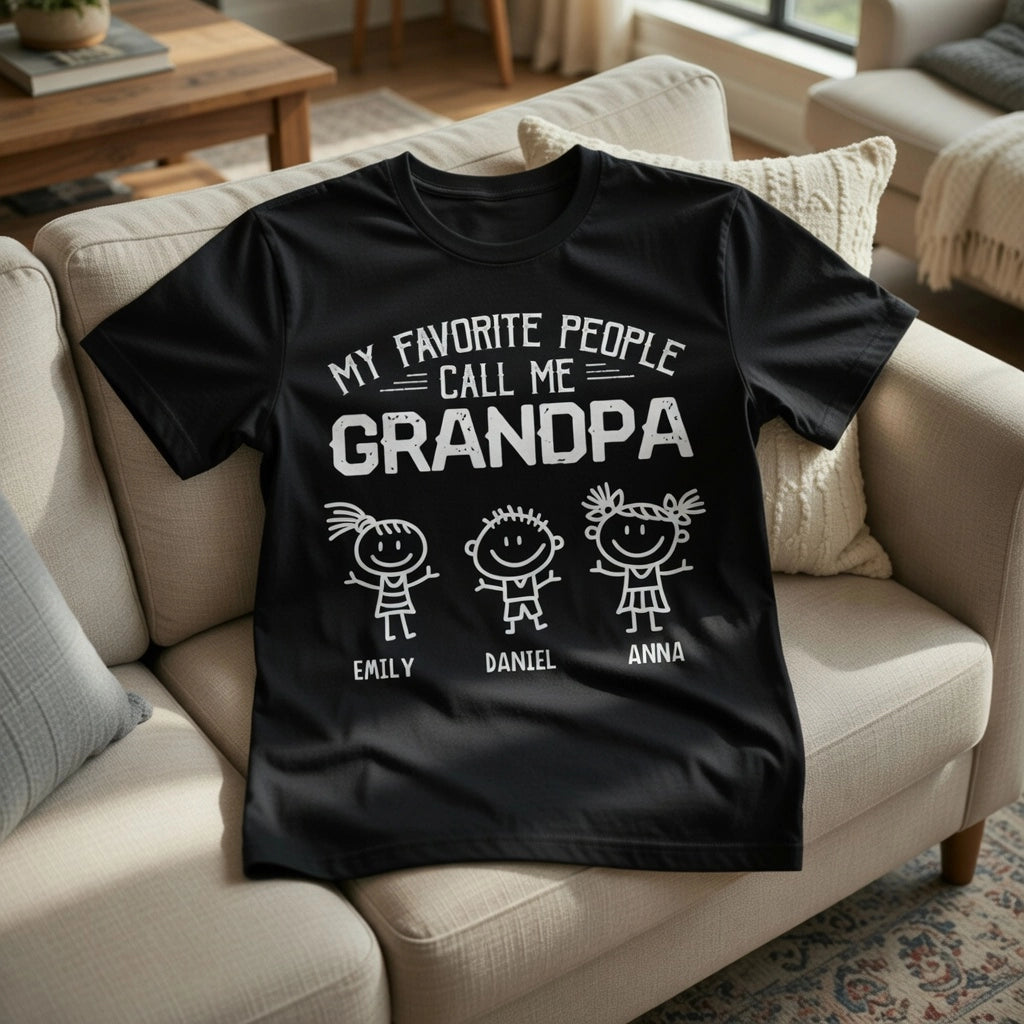 My Favorite People Call Me Grandpa Classic Tee Personalized Family Pride Shirt Sweet Everyday Gift for Grandpa