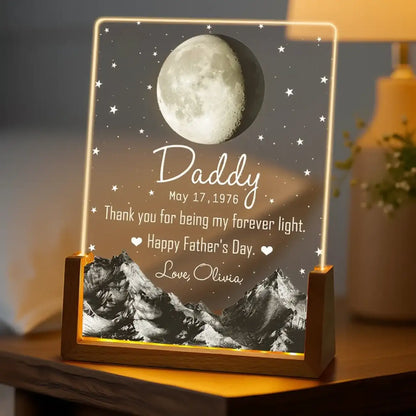 Personalized LED Light Frame With Moonlit Stars - Unique Gift for Dad, Warm Forever Light Keepsake