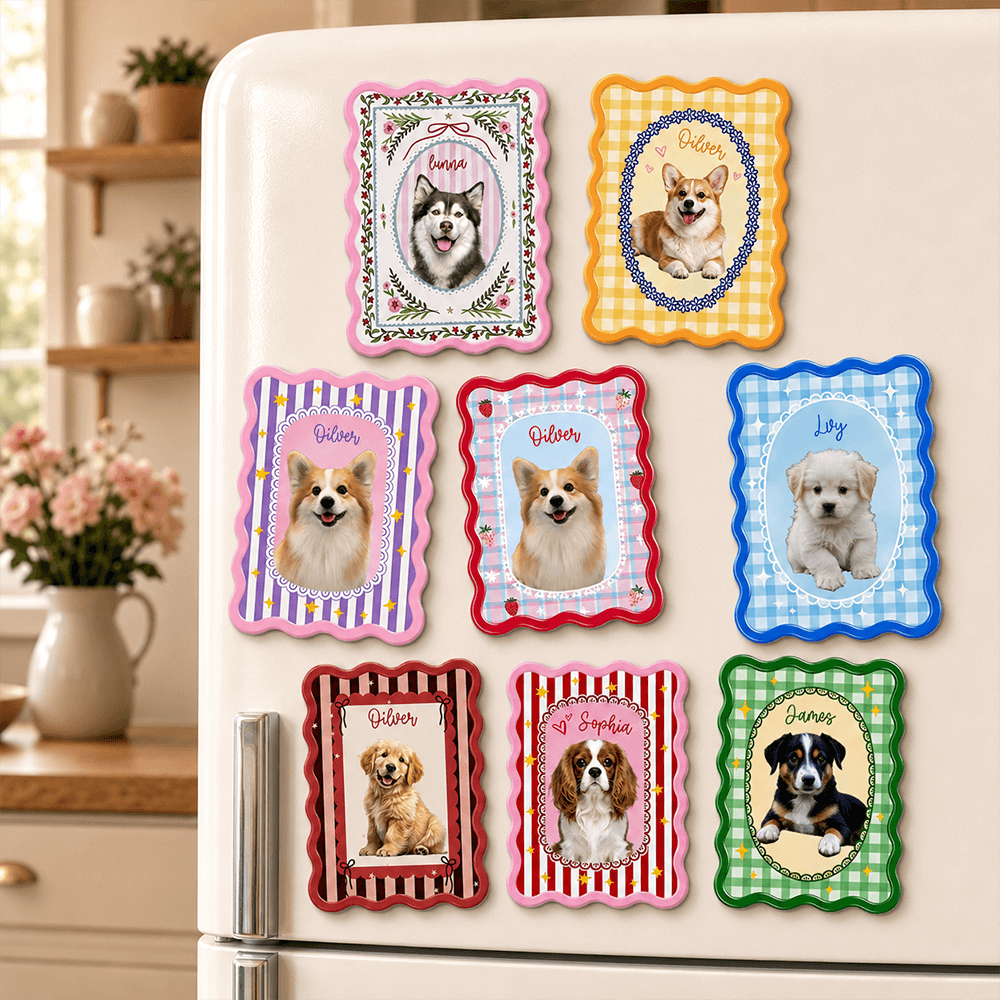 Personalized Pet Portrait Acrylic Fridge Magnet, Custom Pet Photo & Name, Cute Kitchen Decor, Gift for Pet Lovers