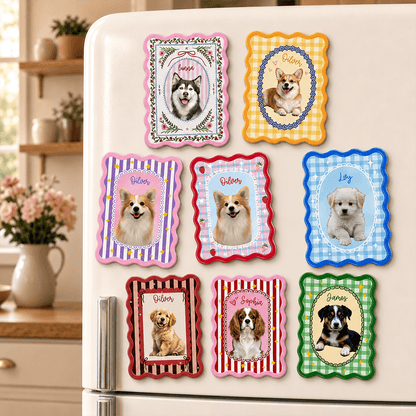 Personalized Pet Portrait Acrylic Fridge Magnet, Custom Pet Photo & Name, Cute Kitchen Decor, Gift for Pet Lovers