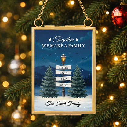 Together We Make a Family Hanging Photo Frame Ornament, Personalized Lamppost Scene, Creative Gift for Parents