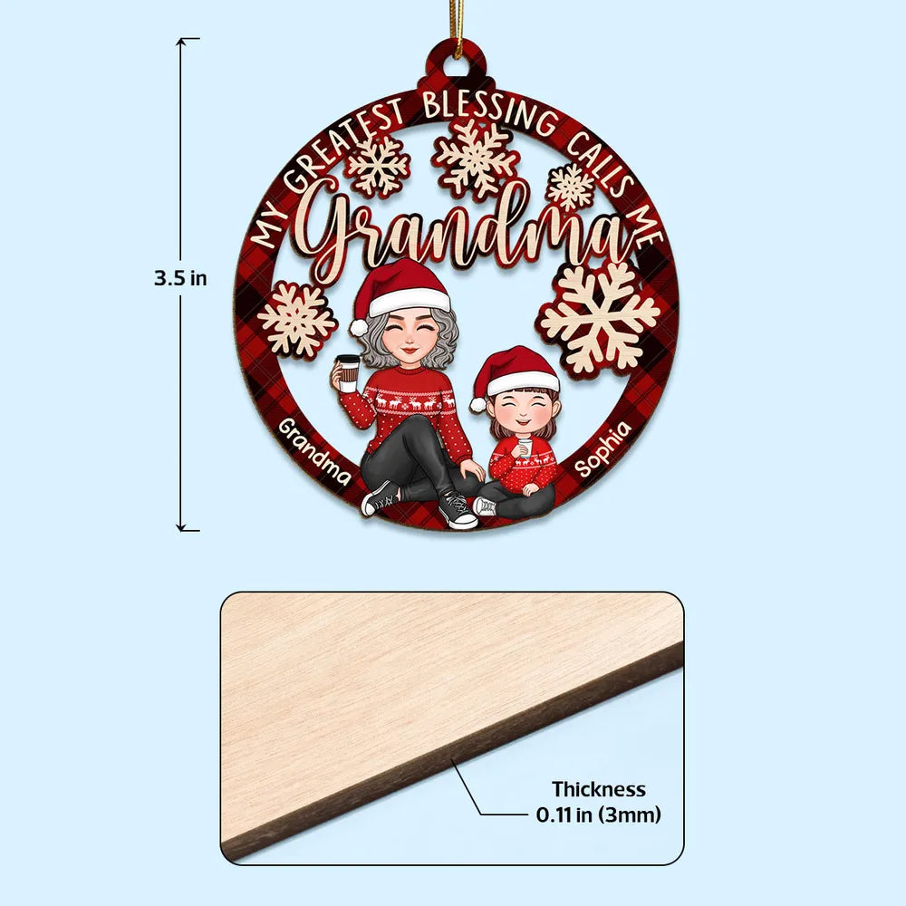 Grandma Ornament featuring personalized sales message, cozy Christmas design