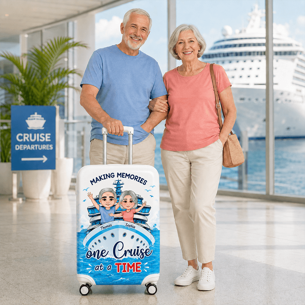 Personalized Cruise Luggage Cover for Couples, Making Memories One Cruise at a Time, Custom Travel Gift