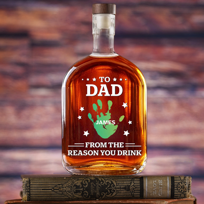 Personalized Whiskey Glass for Dad with Colorful Handprints, Funny Bar Whiskey Glass, Unique Gift from Kids for Special Occasions