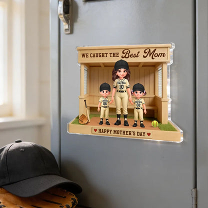Personalized Acrylic Magnet Baseball Dugout Best Mom Design - Unique Mother's Day Gift for Baseball Mom