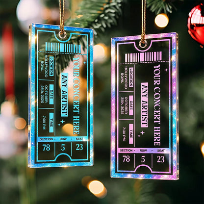 Personalized Concert Ticket Acrylic Ornament, Blue Music Keepsake, Unique Christmas Gift for Music Fans