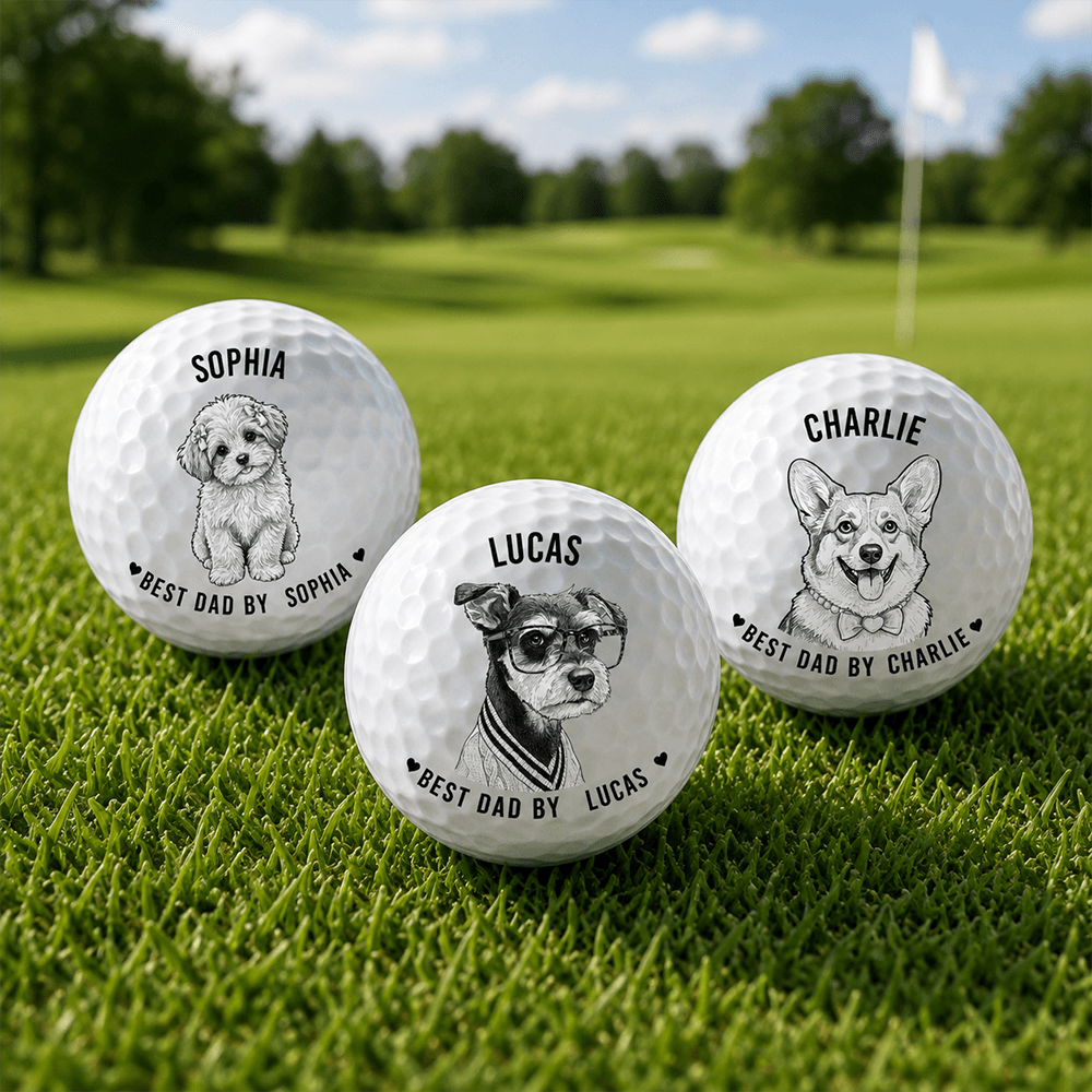Personalized Pet Photo Golf Ball, Upload Your Dog Picture, Custom Golf Gift for Dad, Husband or Golfer
