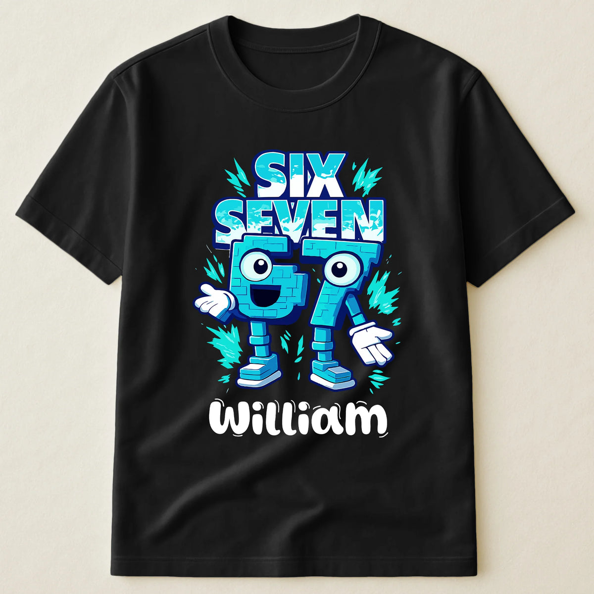 Classic Tee Six Seven Gamer Cartoon Graphic for Kids Bedroom Vibes, Funny Playful Style, Unique Gift for Boys
