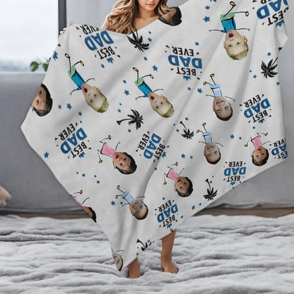 Personalized Sweatpants & Blanket – Best Dad Ever Custom Photo Gift for Father’s Day & Christmas
