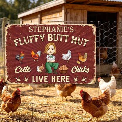 Personalized Rectangular Iron Sign with Chicken Keeper Holding a Hen, Rustic Coop Decor, Creative Gift for Coop Owners