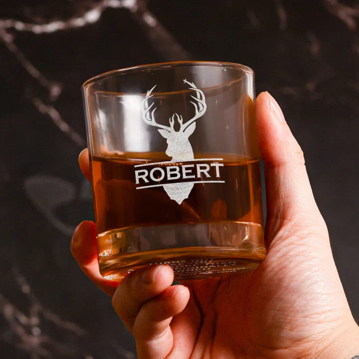 Double Sided Whiskey Glass Personalized for Your Favorite Guy - Sweet Funny Message on the Bottom, Unique Gift