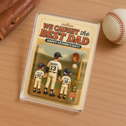 Custom Baseball Action-Figure Style Acrylic Block Plaque – “I Caught the Best Dad” Baseball Father’s Day Gift