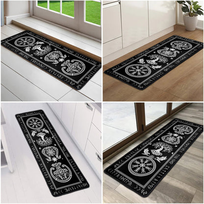 Personalized Viking Rune Standard Doormat, Nordic Symbol Entryway Decor, Unique Housewarming Gift for Family