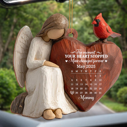 Custom Wooden Ornament, Cardinal & Angel Remembrance Decor, Unique Memorial Gift for Loved One