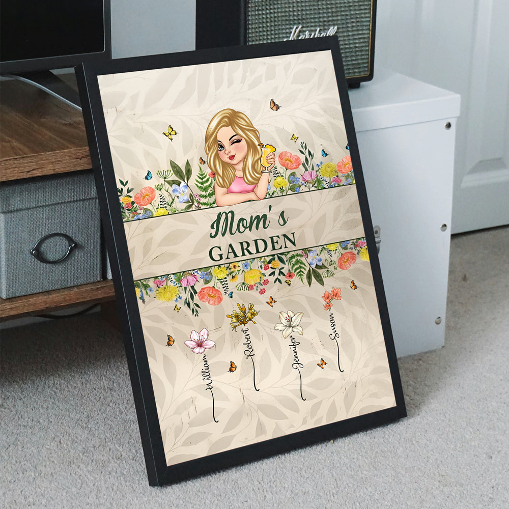 Personalized "Mommy’s Garden" Rectangular Iron Sign – Custom Flower Garden Sign for Mom, Ideal Gift for Mother's Day or Family Garden Lovers