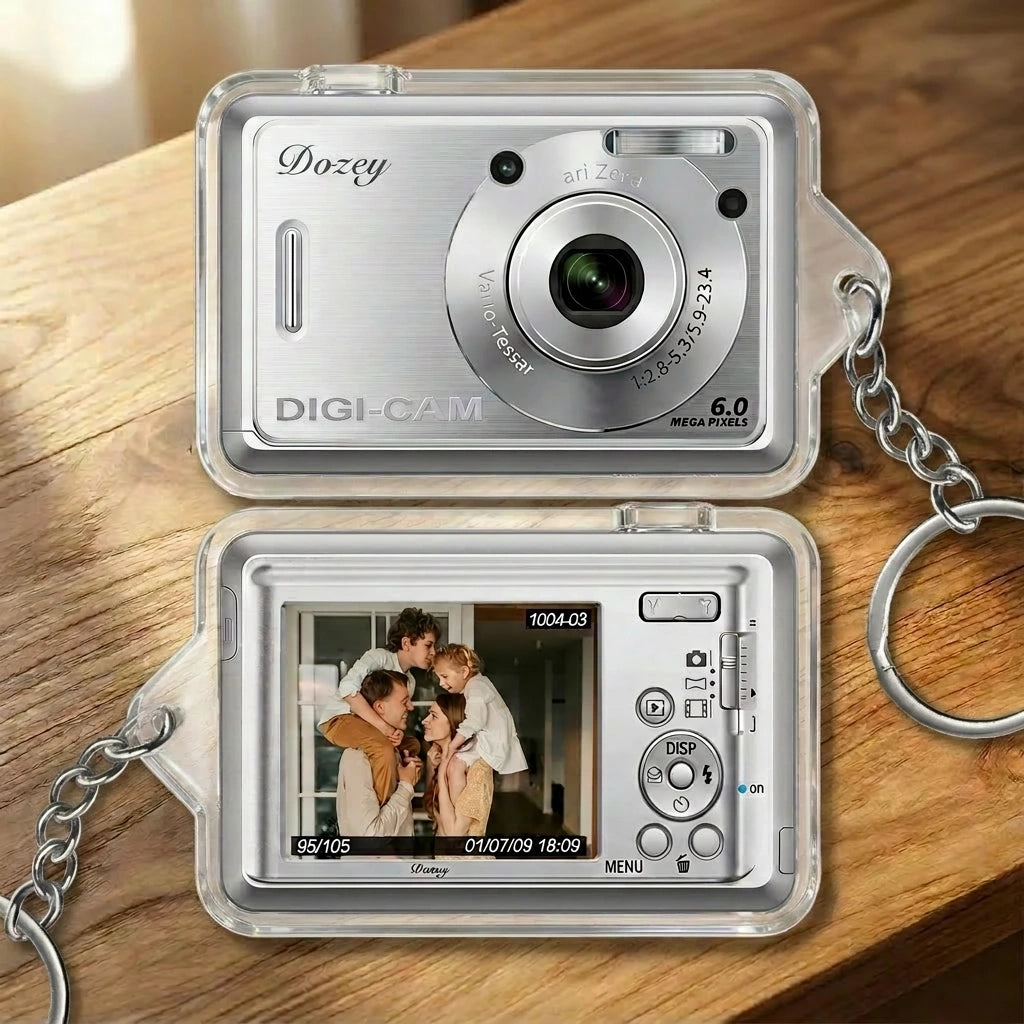 Personalized Retro Camera Car Hanger with Custom Photo, Acrylic Rearview Mirror Ornament, Unique Gift for Photo Lovers