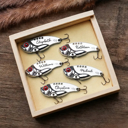 Custom Stainless Steel Fishing Lure with Fishing Rod Art, Creative Gift for Dad Who Loves Fishing