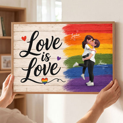 LGBT Couple Poster, Personalized Pride Wall Art with Romantic Embrace, Unique Gift for Partner